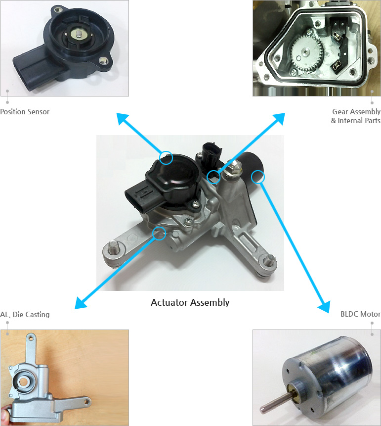 Actuator Assembly, Position Sensor, Gear Assembly & Internal Parts, AL. Die Casting, BLDC Motor